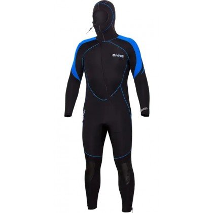 Hidrotērps BARE Sport S - Flex hooded Full, 7 mm, zils